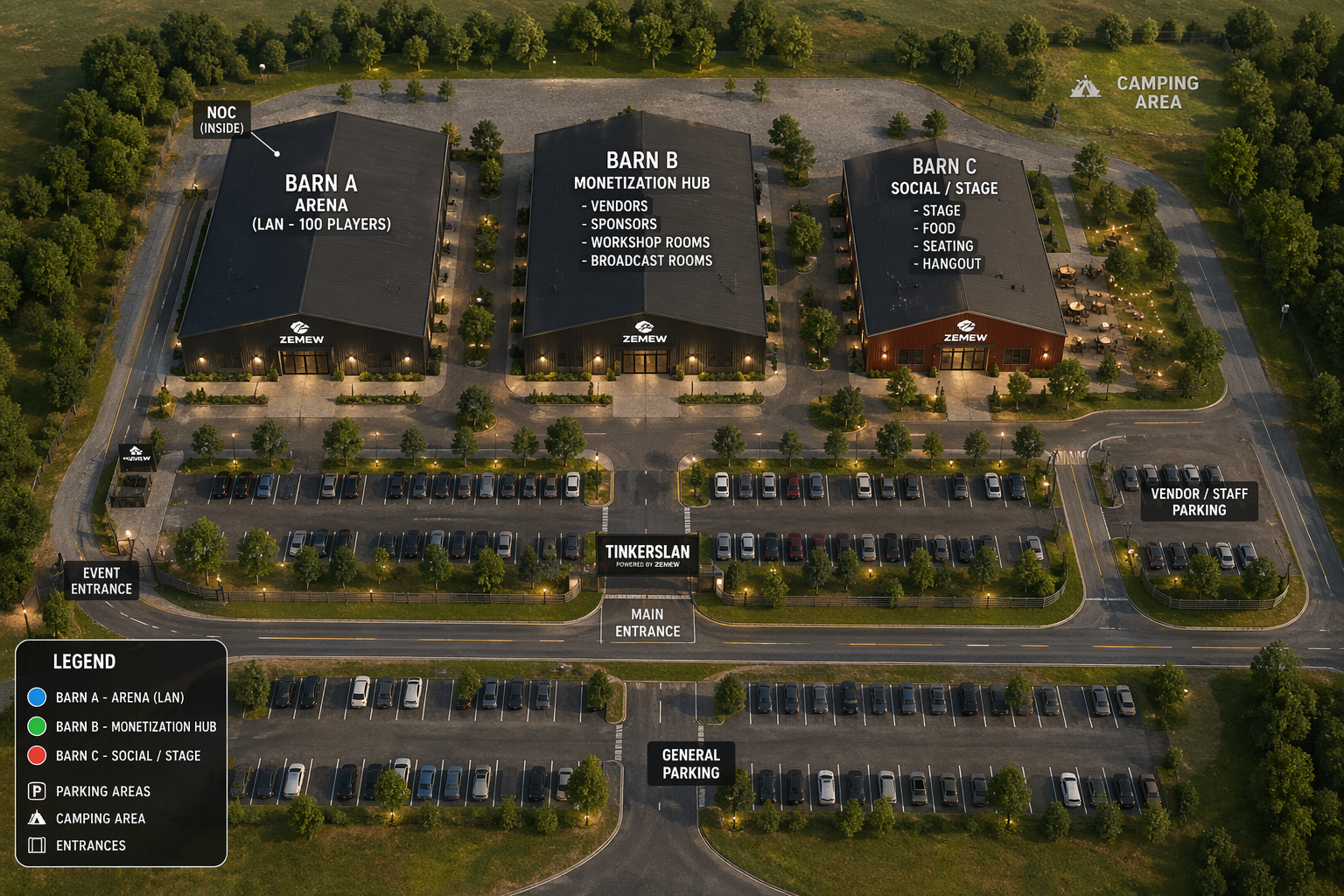 Zemew LAN concept art: expanded campus exterior